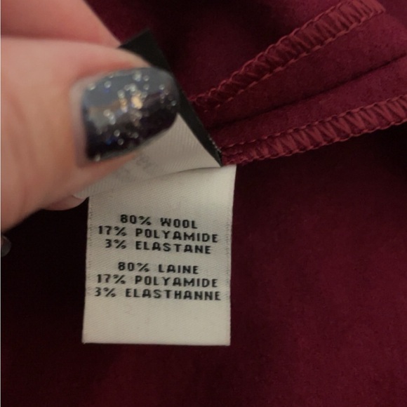 Diane Von Furstenberg Burgundy Wool Dress Womens Size 10 Side Zip 1/4 Sleeve - Picture 8 of 13